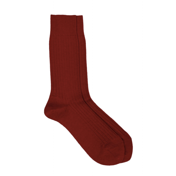 Merino Wool Fluted Socks Red